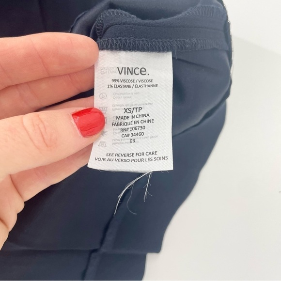 Vince Navy Blue V Neck Matte and Shine Sheath dress style v146750404 size XS - Picture 8 of 12